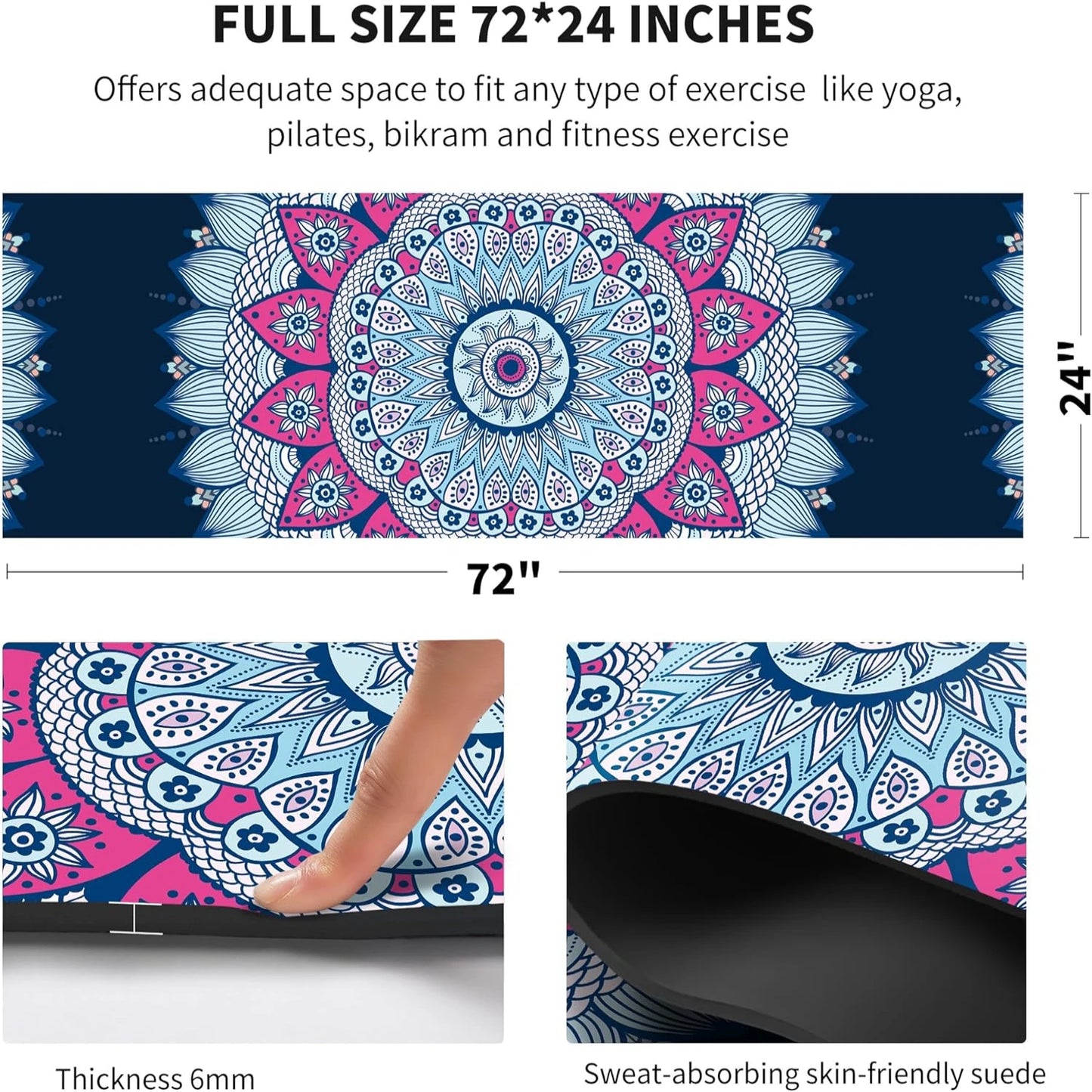 Luxurious Extra Thick Printed Yoga Mat with Convenient Carrying Bag