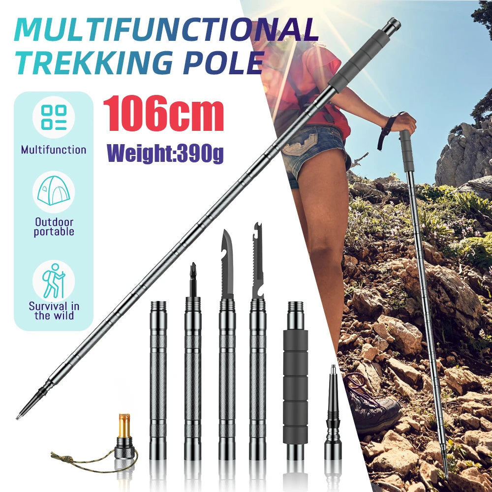 Lightweight Collapsible Multifunction Telescopic Hiking Trekking Poles