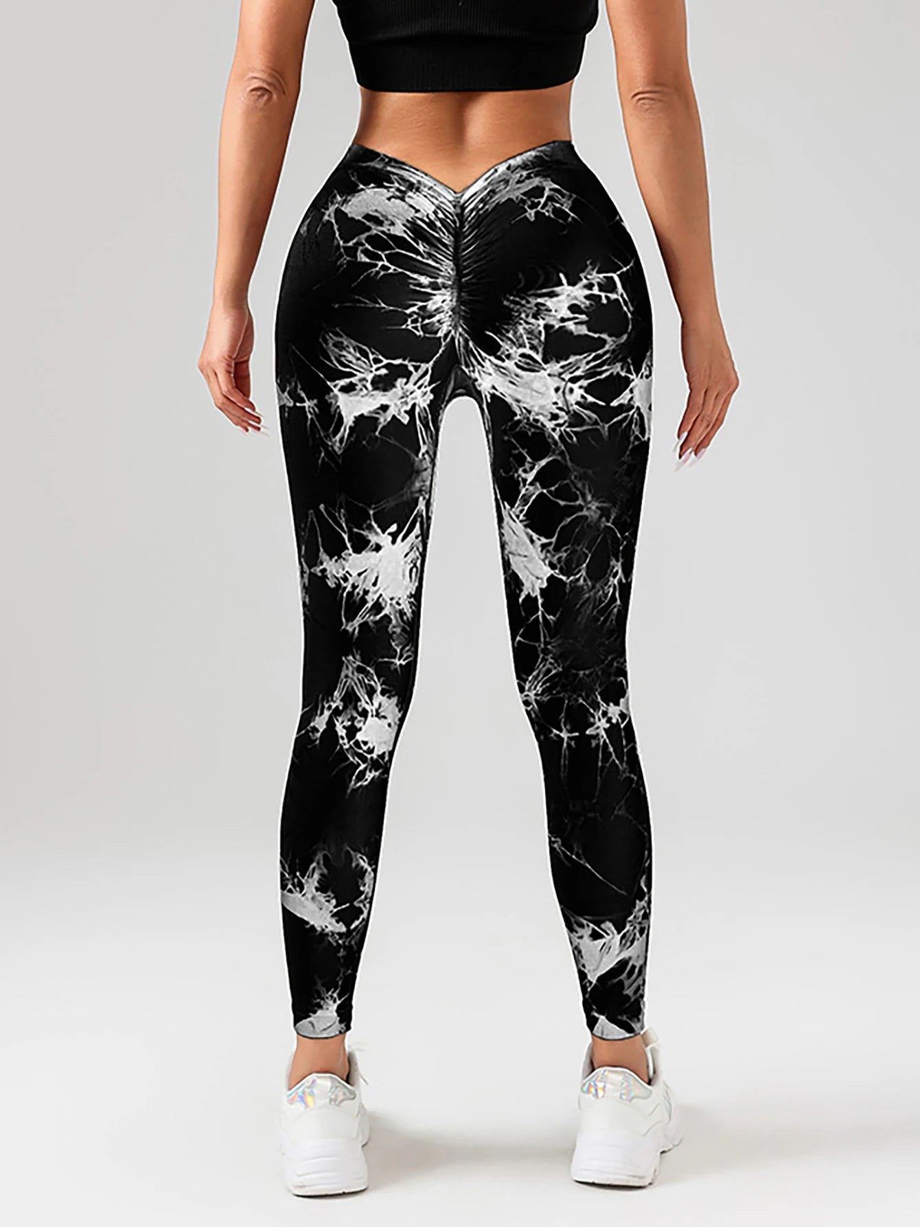 Women‘s Tie Dye Butt Lifting V Back Spandex Leggings