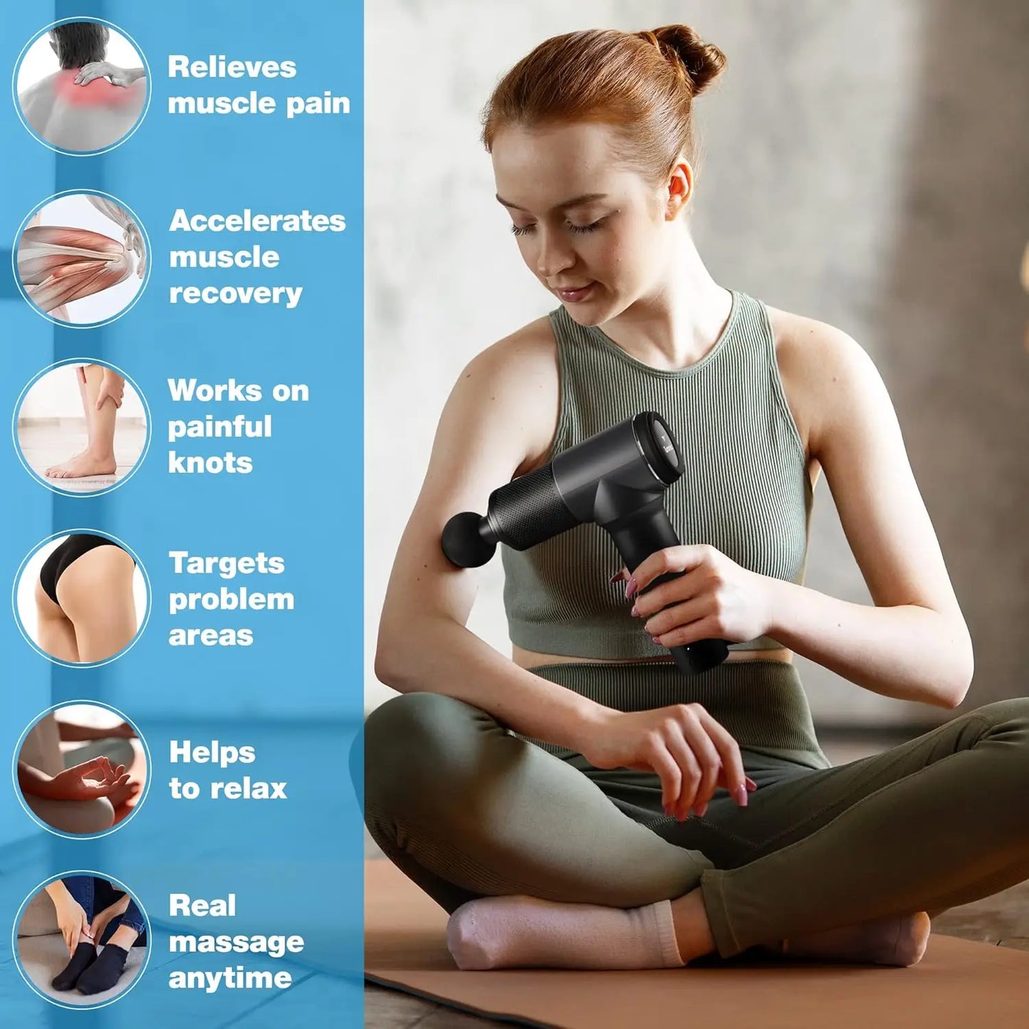 Quiet Handheld Deep Tissue  Percussion Massage Gun For Muscle Relaxation With 5 Speeds & 7 Heads