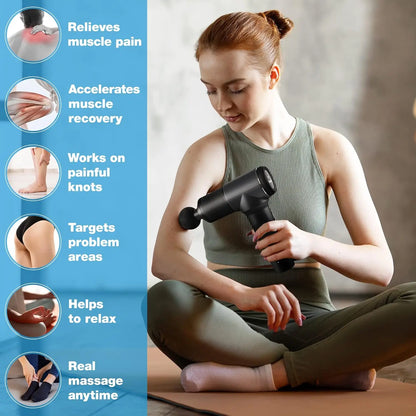 Quiet Handheld Deep Tissue  Percussion Massage Gun For Muscle Relaxation With 5 Speeds & 7 Heads