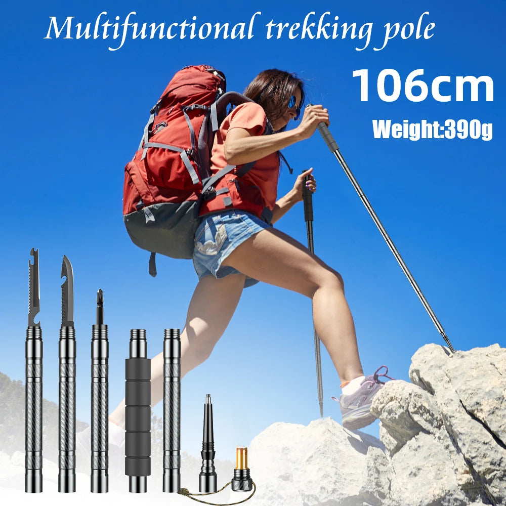 Lightweight Collapsible Multifunction Telescopic Hiking Trekking Poles