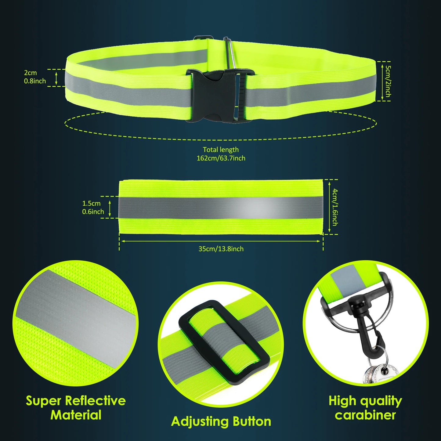 3Pc Adjustable  Reflective Sash for Walking at Night