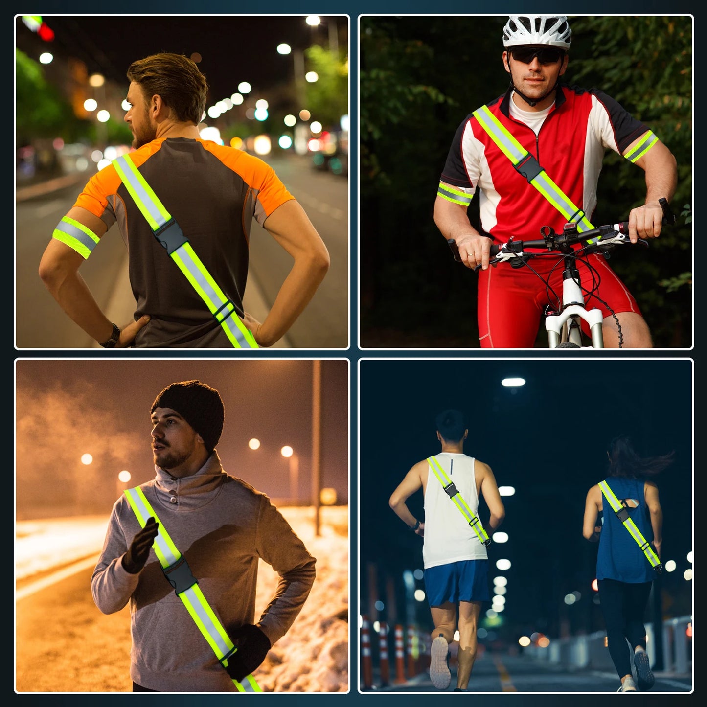 3Pc Adjustable  Reflective Sash for Walking at Night