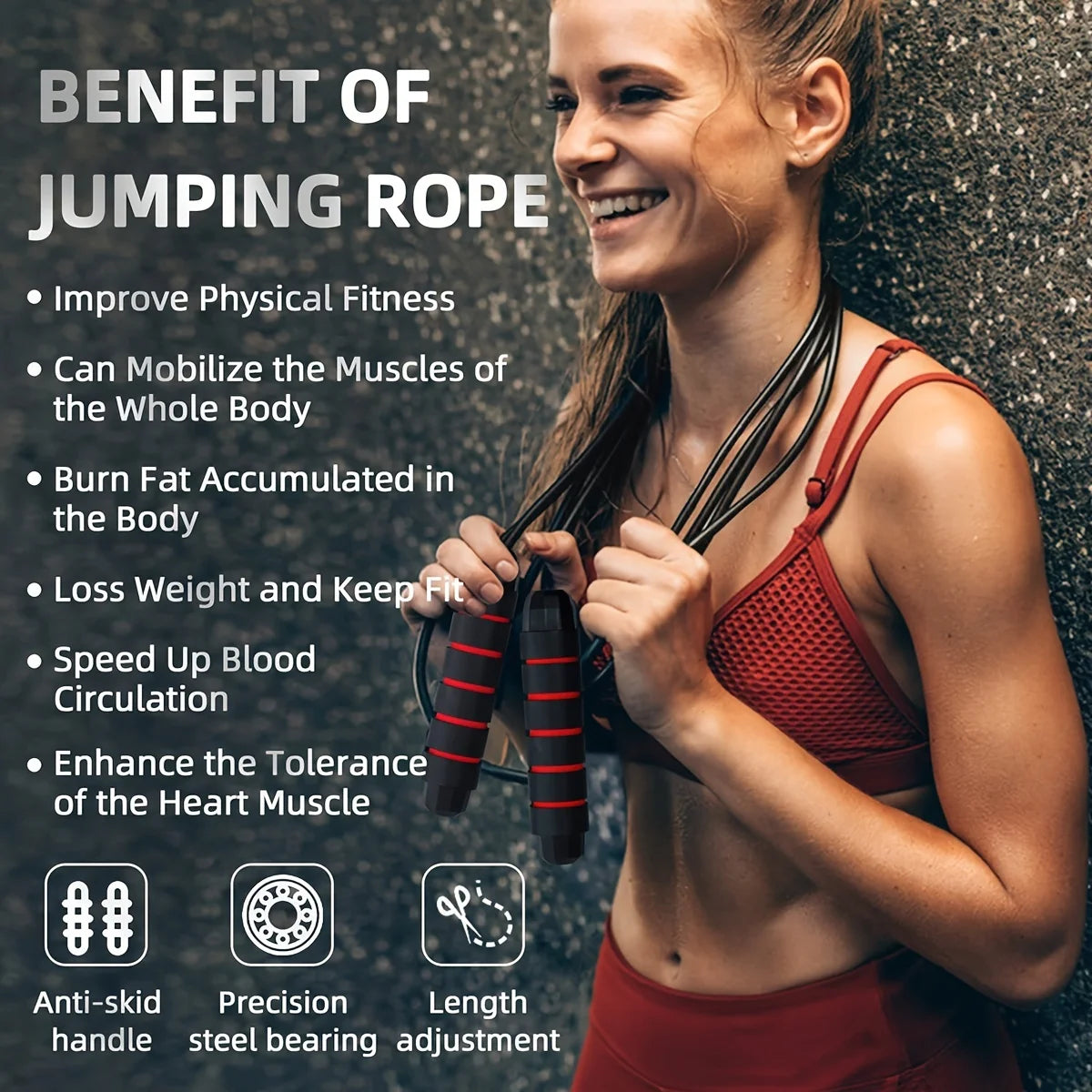 Adjustable Jump Rope For Fitness Speed Training & Weight Loss